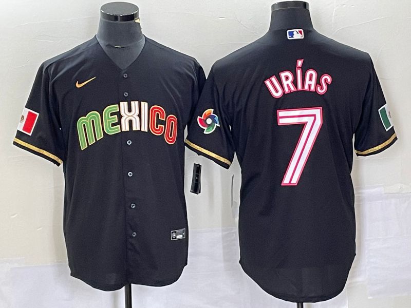 Men 2023 World Cub Mexico #7 Urias Black pink Nike MLB Jersey30